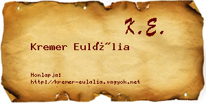 Kremer Eulália névjegykártya
